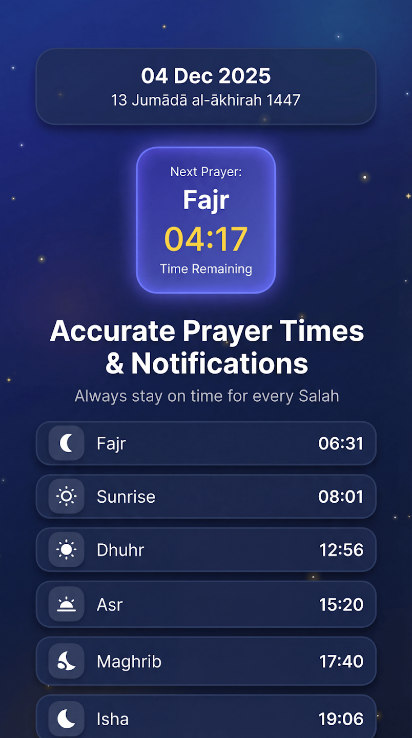 Hafiz Hoca namaz vakitleri ekranı